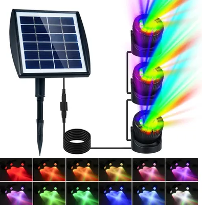 Obrázek produktu pro LED RGB solární světlo pro rybníky tři hlavy podvodní reflektor vodotěsné venkovní dekorativní lampy ponorka krajinná lampa barevné světlo pro bazén zahrada nádvoří terasa kašna
