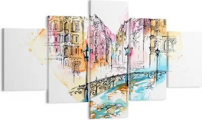 Produktbild von Bild auf Leinwand - Leinwandbild - Ort Stadt Architektur Herz - 125x70cm - Wand Bild - Wanddeko - Leinwanddruck - Bilder - Kunstdruck - Wanddekoration - Leinwand bilder - Wandkunst - EA125x70-3030