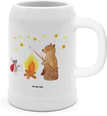 Produktbild von Mr. & Mrs. Panda Krug Bär & Marienkäfer Lagerfeuer - Weiß - Geschenk, Bier Seidel, Humpen, Teddy, Bierhumpen, Steinkrug
