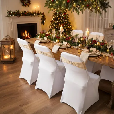 Immagine prodotto di QEENTOE, 20 copertine per sedie bianche, universali in Spandex, adatte a sedie pieghevoli. Lavabili e sfoderabili, ideali per matrimoni, banchetti. Dimensioni massime: 45x50x90 cm