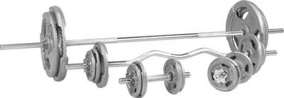 Produktbild von GORILLA SPORTS® Hantelset - 108kg, Langhantelstange 170cm, SZ-Stange 120cm, 18 Hantelscheiben, Kurzhanteln, Sternverschlüsse, 30mm, Griff gerändelt, Gusseisen - Hantel Set, Gewichten, Curlstange