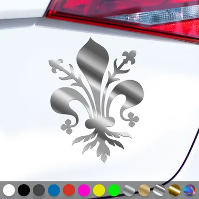 Produktbild von PantherPixel Lilie Aufkleber Florenz Fleur De Lis Lys Decor Sticker Auto Geschenkidee Farbe Chrom-Silber