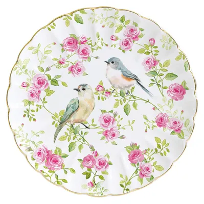 Produktbild von Kuchenteller SPRING TIME für D. 19cm weiß rosa aus Porzellan Easy Life