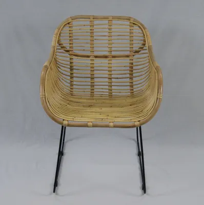 Produktbild von Lycce Rattanstuhl VENUS Korb-Sessel - natur - Retro 50er Lounge Loft Esszimmer Garten Küche Bistro Balkon Terrasse mit Armlehne, Farbe:natur