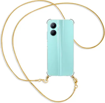 Produktbild von Handykette Backcover-Schutzhülle mit Band (Metall goldfarben) für Realme C33 (RMX3624, 6.5'') - goldfarbene Snake-Kette