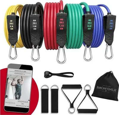 Productafbeelding van Famanu weerstandsbandset voor krachttraining - fitnessaccessoires voor mannen en vrouwen
