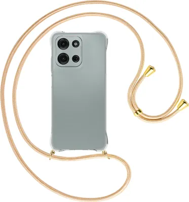 Produktbild von Handykette Backcover-Schutzhülle mit Band (Metall goldfarben) für Motorola Moto G Play 4G (2025) - Goldkordel