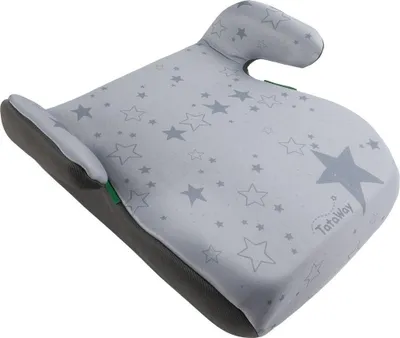 Immagine prodotto di Seggiolino Tataway i-Size ECE R129/03. Seggiolino per bambini da 126 a 150 cm di altezza. Seggiolino con grafica a stelle, seggiolino per bambini su sfondo grigio.