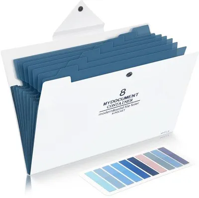 Produktbild von A4-Documentenmap aus Papier mit 200 Etiketten und Druckknopf für zu Hause, Büro, Schule und unterwegs (Weiß)