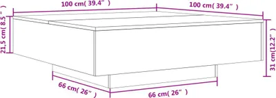 Produktbild von vidaXL Couchtisch mit LED-Leuchten Grau Sonoma 100x100x31 cm