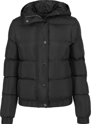 Image de Urban Classics Ladies - Hooded Puffer Winterjacke schwarz (veste d'hiver à capuche)