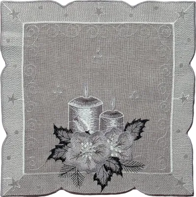 Produktbild von Tischdeckchen OLIVIA Kerzen Weihnachten Polyester grau 30 x 30 cm