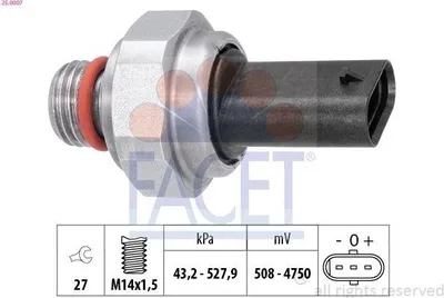 Produktbild von FACET 25.0007 Abgasdruck Differenzdrucksensor für BMW 5 Touring (F11) 1 Schrägheck (F20) 3 Touring (F31) 5 Limousine (F10) 3 Touring (G21)
