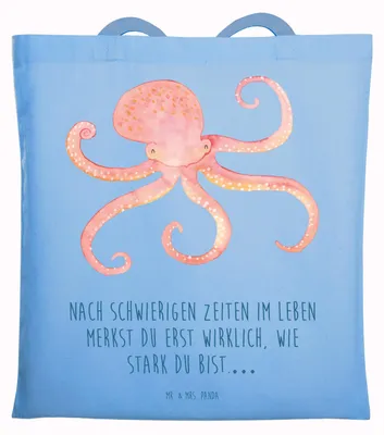 Produktbild von Mr. & Mrs. Panda Tote Bag Tintenfisch - Sky Blue - Geschenk, Krake, Lustige Sprüche, Wasser, Einkaufstasche, Tasche, Meer, Schultasche, Ozean, Shopping, Laptoptasche