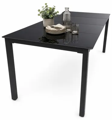 Immagine prodotto di Tavolo da giardino in vetro e alluminio | Tavolo da pranzo | ca. H. 73 W. 189 x D. 90 cm | Antracite | Tavolino da giardino Mobili da giardino