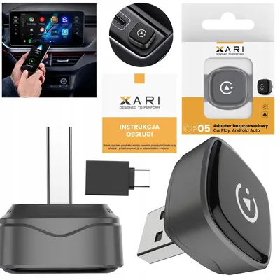 Zdjęcie produktu dla Xari CP05 Bezprzewodowy Mini Adapter CarPlay Android Auto USB-A USB-C