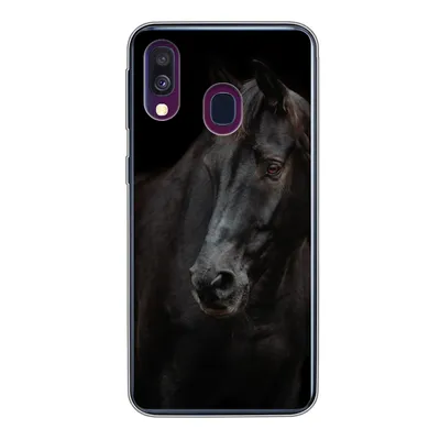 Produktbild von MuchoWow® Handyhülle Schutzhülle Hülle für Samsung Galaxy A40 Pferd - Leicht - Schwarz Silikon Softcase Handy Hülle - Handy-Tasche