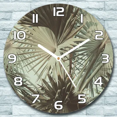Produktbild von Wanduhr aus Glas Rund fi 30 Tropischer Busch Quarz Deko Schlafzimmer Büro