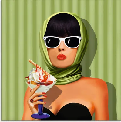 Produktbild von ARTland Glasbild Sommerliebe, Sommer, Sonne und Eiscreme Größe: 20x20 cm