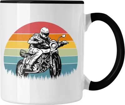 Produktbild von Trendation - Retro Tasse Geschenk Motorrad-Fahrer Geschenk Spruch Männer (Schwarz)