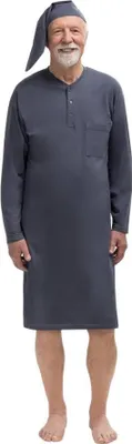 Immagine prodotto di Martel Mikolaj camicia da notte da uomo con maniche lunghe - Grigio - 100 % cotone