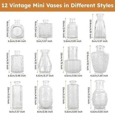 Image de Lot de 12 petits vases décoratifs en verre, 5 x 8 cm