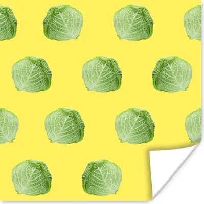 Produktbild von MuchoWow® Poster Kopfsalat - Gemüse - Muster - Gelb 75x75 cm - Wand Dekoration