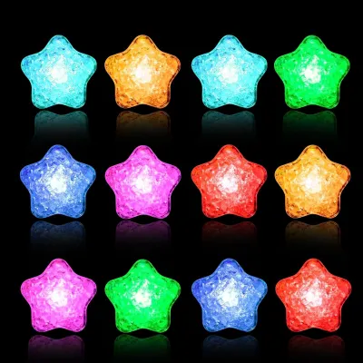 Produktbild von 12er Set LED Eiswürfel Leuchtsterne,Wasseraktiviert & Wasserdicht,Lebensmittelgrad LED Deko-Licht für Drinks, Bars, Hochzeiten & Partys,Mehrfarbiger Blink-Effekt