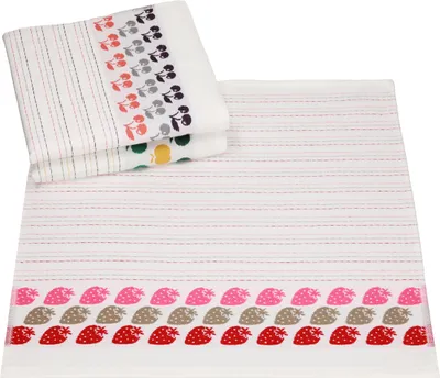 Produktbild von Betz 3 Stück Geschirrtücher Küchenhandtuch Gläsertücher 100% Baumwolle Motiv FRÜCHTE Größe 50 cm x 50 cm Farbe - grün lila rot - Früchte