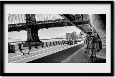 Produktbild von Bild 60x40 MDF-Rahmen Wandkunst Architektur Brücke Fahrrad