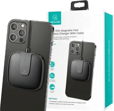 Produktbild von Usams Charge. Induktiv Us-Cd153 Magnetisch 15W Iphone 12 Serie Schwarz/Schwarz Cd153Dz01