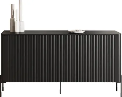 Produktbild von MIRJAN24 Türkommode Vera 150, Stilvoll Wohnzimmer, Kommode mit drei Drehtüren (Farbe: Schwarz)