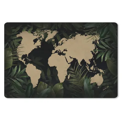 Produktbild von MuchoWow® Schreibtischunterlage Weltkarte - Braun - Pflanzen 60x40 cm - XXL Mauspad - Großes Mauspad