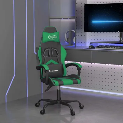 Image de The Living Store Chaise de jeu Pivotante Noir et Vert Similicuir