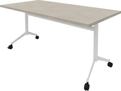 Produktbild von Quadrifoglio Mehrzwecktisch Pop-up beton, weiß rechteckig, T-Fuß-Gestell weiß, 160,0 x 80,0 x 74,0 cm