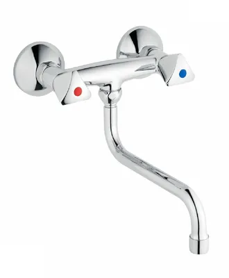 Produktbild von Zweigriff Wand-Küchenbatterie classic line - mit schwenkbarem S-Auslauf 120 mm
