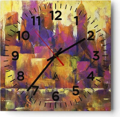 Produktbild von Wanduhr - Quadrat - Glasuhr - Abstraktion Stadt Wolkenkratzer - 40x40cm - Schleichendes Uhrwerk - Lautlos - zum Aufhängen bereit - Dekoration Modern - Wanddekoration aus Glas - C4AC40x40-4294