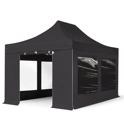 Produktbild von TOOLPORT 3x4,5m Aluminium Faltpavillon, inkl. 4 Seitenteile, schwarz