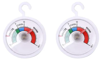 2 analoge Kühlschrankthermometer, -30 bis +50 °C, zum Aufhängen