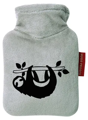 Produktbild von Huuraa Mini-Wärmflasche Faultier Silhouette 0,2 Liter Grey Mini Veloursbezug Taschenwärmer Geschenkidee