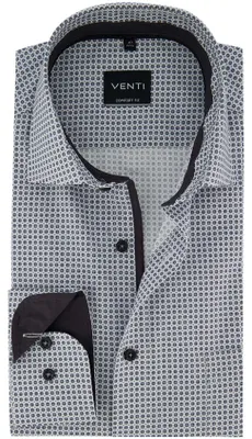Produktbild von Comfort-Fit graues bedrucktes Business-Hemd mit langen Ärmeln Venti