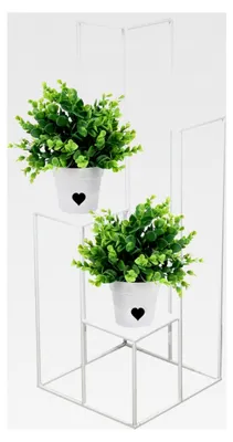 Produktbild von Pflanzentreppe aus Metall mit 4 Regalen für Blumen und Dekorationen (Weiß)