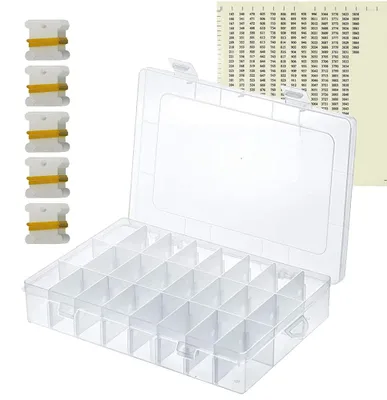 Aufbewahrungsbox für Stickgarn, 24 Fächer, 50 Spulen, 552 Aufkleber