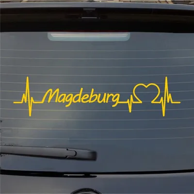 Produktbild von Heckscheibenaufkleber Magdeburg Herzschlag Puls Stadt Liebe 55x13 cm Gelb Auto Aufkleber Sticker