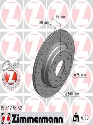 Produktbild von 2x ZIMMERMANN Bremsscheibe 150.1278.52 für BMW 5 Limousine (E34) 5 Touring (E34)