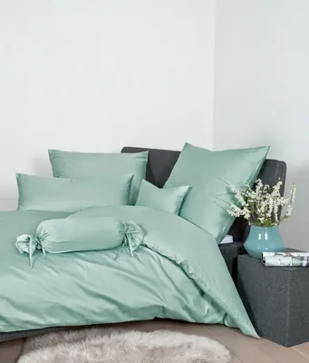 Produktbild von Janine Design Mako-Satin Bettwäsche-Garnitur Colors 31001 Farbe rauchgrün-36 Größe 200X200+2x80x80cm