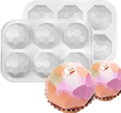 Image de CANDeal 2PCS Moule en silicone Diamant pour la fabrication de chocolat ou de bonbons durs, Moule de fabrication de bougies DIY, Moule en silicone 3D pour bougies en cire de soja, Moule à glaçons en diamant