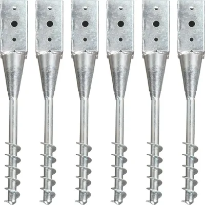 Obrázek produktu pro The Living Store Zemní hroty 6 ks Silver 10×10×57 cm Pozinkovaná ocel