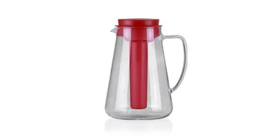 Produktbild von Tescoma Glaskrug TEO 2.5 l, mit Teesieb und Kühleinsatz , rot
