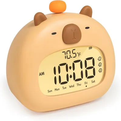 Produktbild von Digitale Kinderwecker mit Capybara Nachtlicht – USB-C, Snooze, BPA-frei